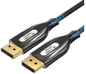 8K Fiber DisplayPort Cable, Light High Speed Support 32.4 Gbps 8K60HZ DP1.4 Slim and Flexible with Optic Technology (8K_16FT) eokCXOY