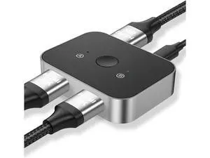 2 Port 8K HDMI 2.1 Switch, Aluminum HDMI Switcher 2 in 1 Out Support 8K @60Hz/4K @120Hz, Bi-Directional HDMI Switch Splitter 1 in 2 Out Compatible for PS3/4/5 Xbox Fire Stick Roku Blu-Ray Player