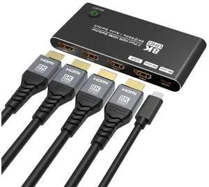 8K HDMI 2.1 Switcher, Ultra HD 8K@60Hz 4K@120Hz Directional Switcher 3 in 1 Out, Support High Speed 48Gbps 8K@60Hz for PS4/PS5, Xbox Series X Aluminum Shell eokCXOY