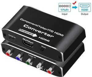 Component to HDMI, YPbPr to HDMI Converter, 5RCA RGB to HDMI Converter Adapter, Supports 1080P Video Audio Converter Adapter HDMI V1.4 for DVD PSP Xbox PS2 N64 to HDTV Monitor and Projector eokCXOY