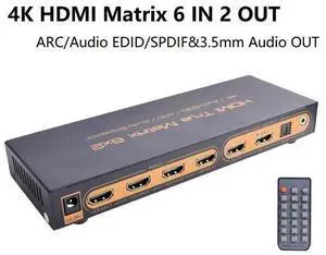 6x2 HDMI Matrix PIP HDMI 6x2 HDMI Matrix Switcher with Audio extractor HDMI ARC 4K/30Hz Matrix HDMI 6 in 2 out HDMI Switch Splitter with Audio out eokCXOY