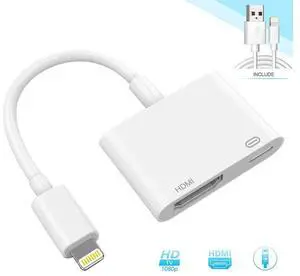 Compatible with iPhone to HDMI Adapter,Plug and Play 1080P Digital Audio Converter,new Edition 2 in 1 eokCXOY