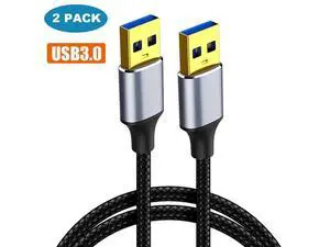 [2 Pack] USB 3.0 A to A Male Cable 3.3FT+3.3FT, USB 3.0 to USB 3.0 Cable, USB A Male to Male Cable Double End USB 3.0 Cord Compatible with Hard Drive Enclosures, DVD Player, Laptop Cool eokCXOY