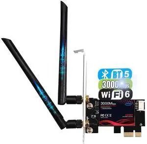 New WiFi 6 PCIe WiFi Card 3000Mbps| 802.11AX Dual Band 2.4G/574M 5.8G/2400M Wireless Network Card | Bluetooth 5.0 | Intel AX200 | MU-MIMO |Low Latency |Support Win 10 with Shield Cover (Black) eokCXOY
