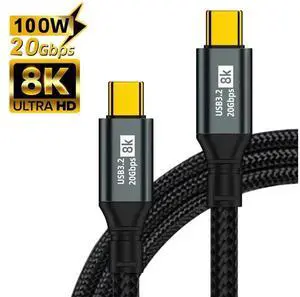 USB C to USB C 3.1 Gen 2 Cable (3.3FT/1M ), 20Gbps Data Transfer- 8K@60Hz Video Output Monitor Cable -100W PD Fast Charging Cord USB C Display Cable-Type C to Type C Cable for iPhone 15,MacBooks,iPad