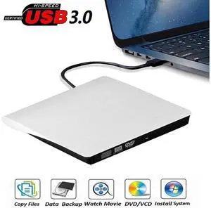 External CD DVD Drive, USB 3.0 Portable CD/Dvd +/-Rw Drive Slim Dvd/CD Rom Rewriter DVD Burner For Laptop Desktop PC Windows 10/8/XP and Linux Mac Os eokCXOY