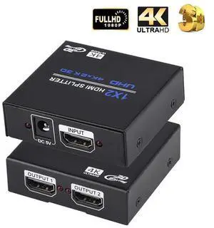 HDMI Splitter 1 in 2 Out, Hdmi Splitter 1x2 Supports Full HD 4K @ 30HZ & 3840×2160P & 3D for Xbox PS3 PS4 Blu-Ray Player and More eokCXOY
