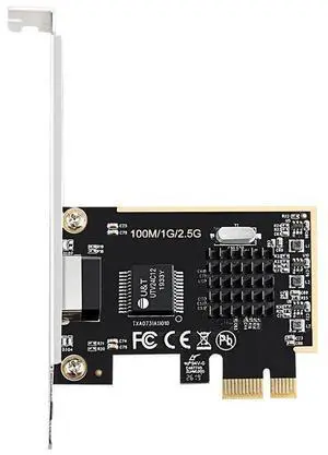 2.5GBase-T PCIe Network Adapter with 1 Port 2500/1000/100Mbps PCI Express Gigabit Ethernet Card RJ45 LAN Controller Support Windows Server/Windows/Linux RTL8152 Chipset Standard and Low-Profile Bracke