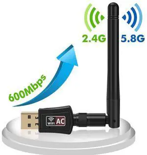 USB WiFi Adapter ac600Mbps Wireless USB Adapter 5.8GHz/2.4GHz Dual Band External Antenna WiFi Dongle for Laptop/PC,WiFi Adapter Support Windows 10/8/8.1/7/XP, Mac Os X 10.6-10.14 eokCXOY