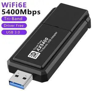 USB3.0 Triple Band 5400Mbps Esports Wireless Network Card Drive Free Desktop Computer WiFi6E Wireless Network Card Receiver Windows 10/11 Only eokCXOY