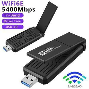 WiFi 6E Wireless Adapter, USB 3.0 WiFi Adapter for PC, AX5400M 802.11AX, Tri-Band 6GHz/5GHz/2.4GHz, WPA3, Wireless USB WiFi Dongle Network Adapter for PC Laptop, Only Compatible with Windows 11/10 WiFi 6E Wireless Adapter, USB 3.0 WiFi Adapter for PC, AX5400M 802.11AX, Tri-Band 6GHz/5GHz/2.4GHz, WPA3, Wireless USB WiFi Dongle Network Adapter for PC Laptop, Only Compatible with Windows 11/10