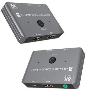HDMI 8K HD 2.1 Bi-Directional Switch 8K@60Hz 4K@120Hz 1 in 2 out / 2 in 1 out High Speed 48Gbps Splitter for Xbox X PS5 - Gray eokCXOY HDMI 8K HD 2.1 Bi-Directional Switch 8K@60Hz 4K@120Hz 1 in 2 out / 2 in 1 out High Speed 48Gbps Splitter for Xbox X PS5 - Gray eokCXOY