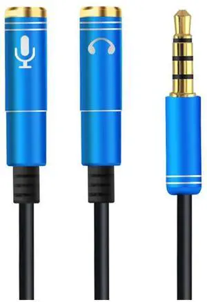 2-PACK Headphone Splitter, [Hi-Fi Sound, Copper Shell] 3.5mm Male to 2 Dual 3.5mm Female Audio Splitter Cord Nylon-Braided Stereo Y Splitter for iPhone, Samsung, Smartphones, Tablets-Blue eokCXOY
