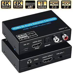 4K HDMI Switch Audio Extractor With ARC & Optical Toslink HDMI 2.0 Switch 4K 60Hz HDMI Switcher Remote For Apple TV Blu-ray DVD Player Sky HD Box PS3 PS4 eokCXOY