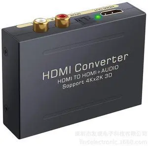 HDMI Audio Extractor Splitter HDMI to HDMI + SPDIF RCA Stereo L/R Audio Output Digital to Analog Audio De-embedder Sound Converter (HDMI in to HDMI with Audio Out) Support 4K@30Hz 1080P Full HD 3D