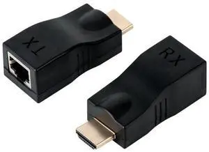 HDMI Extender,HDMI TO RJ 45 Up to 100ft HDMI Ethernet Network Extender Adapter Over RJ45 Cat5e Cat6 Cable (30M Sender + Receiver, 1 Port RJ45) eokCXOY