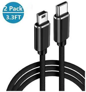 [2 Pack] Mini USB to USB C Cable, Type C to Mini USB B High Speed Adapter Converter Cable Cord Compatible with M-a-c-B-o-o-k Air/i-P-a-d Pro/i-M-a-c Pro/H-P De-ll XPS/Chromebook/Digital Camera (1M)