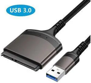 SATA to USB Adapter Cable, USB 3.0 to SATA Adapter for 2.5" HDD/SSD, USB 3.0 to 2.5 SATA III Hard Drive Adapter Aluminum Shell Nylon Cord, Supports UASP, External Converter for SSD/HDD Data Transfer