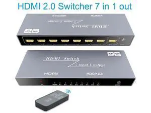 7x1 HDMI Switch 4K - HDMI Switch 7 in 1 Out, HDMI Switch with Remote Controller, HDMI 2.0 Support 4K @60Hz TV 3D Audio Video Sync Plug&Play for PS3/4/5 Xbox PC Laptop Projector Blu-ray Player eokCXOY