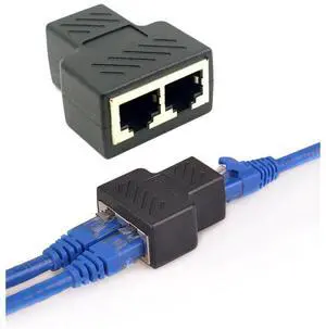 Ethernet Splitter RJ45 Splitter Adapter 1 to 2 Ways Dual Female Port CAT5 /6/ 7 LAN Ethernet Cable eokCXOY