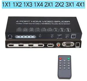 HDMI Video Wall Controller Splicer, 4K @30Hz 4 Port HDMI Multimedia Interface Switcher, IR RS232 2X2 TV 4K 1x2 1x3 1x4 Processor SPDIF 3.5mm Out Audio HDMI Video Splicer Splitter Switch eokCXOY