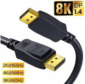 8K DisplayPort Cable DP1.4 Cable 3.3FT/1M, DisplayPort to DisplayPort Ultra High-Speed Gaming DP 1.4 Cable Male to Male 8K@60Hz 4K@144Hz 2K@165Hz HBR3 HDR FreeSync G-Sync Deep Color VESA Compliant 8K DisplayPort Cable DP1.4 Cable 3.3FT/1M, DisplayPort to DisplayPort Ultra High-Speed Gaming DP 1.4 Cable Male to Male 8K@60Hz 4K@144Hz 2K@165Hz HBR3 HDR FreeSync G-Sync Deep Color VESA Compliant
