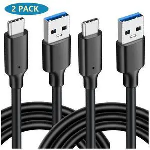 USB A to USB C Cable 2-Pack/3.3ft, USB 3.1/3.2 Gen 2 10Gbps Data Transfer and 60W 3A Fast Charging Cord for Android Galaxy S23/S22/S21/S10 External SSD, Nintendo Switch and Other USB to Type C Device