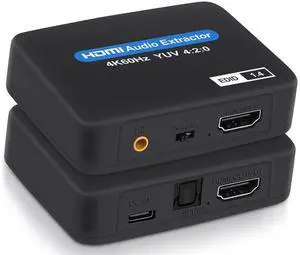 HDMI Audio Extractor 4K x 2K HDMI to HDMI Optical TOSLINK SPDIF + 3.5mm Stereo Extractor Audio Splitter eokCXOY