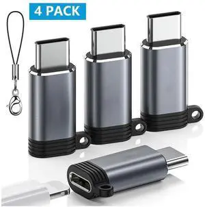 [4 Pack] Lightning Female to USB C Male Adapter, Type C Charger Converter, Support Charging & Data Transfer Compatible with i-P-hone 15, iPad, Air, S-a-m-s-u-n-g, Pixel, Not for Audio/OTG eokCXOY