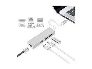 Ethernet Adapter USB C to USB 3.0 Hub, Thunderbolt 3 Hub to RJ45 Gigabit Ethernet Port, LAN Wired Network Adapter Converter for Mac, MacBook Pro Air, ChromeBook, Dell and Other Type C Laptops - Silver Ethernet Adapter USB C to USB 3.0 Hub, Thunderbolt 3 Hub to RJ45 Gigabit Ethernet Port, LAN Wired Network Adapter Converter for Mac, MacBook Pro Air, ChromeBook, Dell and Other Type C Laptops - Silver