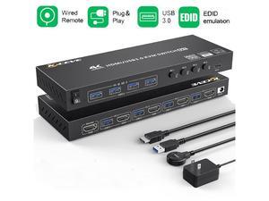 TESmart 4 Port HDMI Type C KVM Switch 4K@60Hz 4:4:4 Ultra HD HDR 10 | 4x1 USB C KVM Switcher