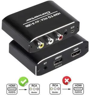 HDMI-compatible to RCA Converter AV/CVSB L/R Video Box HD 1080P 1920*1080 60Hz HDMI2AV Support NTSC PAL Output HDMI To AV eokCXOY