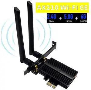 New WiFi 6E 5400Mbps AX210 Wireless PCIe Card, Updated to 6G/5.8G/2.4GHz Tri-Band, Bluetooth 5.2, 802.11AX Internal Network Adapter for PC with MU-MIMO, Ultra-Low Latency, Support Windows10 (64bit)