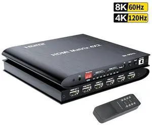HDMI Matrix 4 in 2 Out 8K @60Hz,8K 4x2 HDMI 2.1 True Matrix Switcher Conmutador Switch 4K @120Hz HDR HDCP 2.3 HDMI Splitter 4 In 2 Out HDMI Switcher Box for PS4 TV Box PC To HDTV eokCXOY