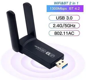 USB WiFi Bluetooth Adapter 1300Mbps Dual Band 2.4/5Ghz Wireless Network External Receiver Mini USB WiFi Dongle for PC/Laptop/Desktop eokCXOY USB WiFi Bluetooth Adapter 1300Mbps Dual Band 2.4/5Ghz Wireless Network External Receiver Mini USB WiFi Dongle for PC/Laptop/Desktop eokCXOY