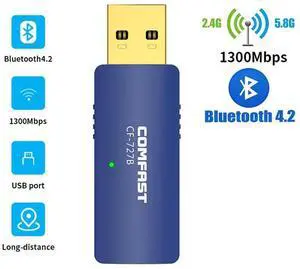 1300Mbps Wireless WiFi Bluetooth Adapter USB WiFi Adapter 802.11 ac/b/g/n 2.4G & 5.8G Network Card Receiver / Transmitter for PC Desktop Laptop, Support Windows XP/Vista/7/8/8.1/10 Mac eokCXOY 1300Mbps Wireless WiFi Bluetooth Adapter USB WiFi Adapter 802.11 ac/b/g/n 2.4G & 5.8G Network Card Receiver / Transmitter for PC Desktop Laptop, Support Windows XP/Vista/7/8/8.1/10 Mac eokCXOY