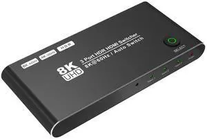 Ultra HD Switch 3 Port HDMI 2.1 Switcher Box 3 in 1 Out 48Gbps Bandwidth 8K@60Hz 4K@120Hz HDCP2.2/2.3 for PS5 Xbox X eokCXOY