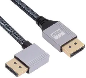 DisplayPort Cable DP to DP 4K 60hz Ultra-HD UHD 90 Degree Right Angled Silver Sleeve for Graphics Card Desktop Laptop Monitor, 2m DisplayPort Cable DP to DP 4K 60hz Ultra-HD UHD 90 Degree Right Angled Silver Sleeve for Graphics Card Desktop Laptop Monitor, 2m