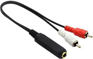 6.35mm to 2 RCA Y Splitter Cable, Gold-Plated 6.35mm (1/4 inch) TRS Female to 2 (Dual) RCA Male Stereo Audio Y Splitter Extension Adapter Cable (12Inch/30CM) 6.35mm to 2 RCA Y Splitter Cable, Gold-Plated 6.35mm (1/4 inch) TRS Female to 2 (Dual) RCA Male Stereo Audio Y Splitter Extension Adapter Cable (12Inch/30CM)