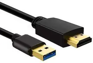 USB to HDMI Cable, USB-A to HDMI Adapter for Monitor, Type-A Male to HDMI Male Adapter for TV/DVD Player/Projector/Monitor-6.6FT/2M (Black) USB to HDMI Cable, USB-A to HDMI Adapter for Monitor, Type-A Male to HDMI Male Adapter for TV/DVD Player/Projector/Monitor-6.6FT/2M (Black)