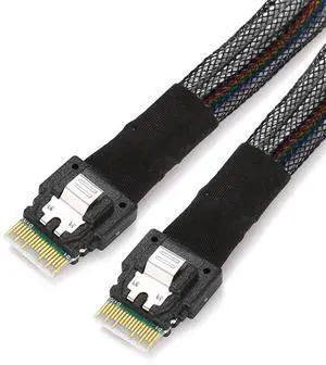 PCI-E Slimline SAS 4.0 SFF-8654 4i 38pin Host to SFF-8654 Slim SAS Target Cable 40cm PCI-E Slimline SAS 4.0 SFF-8654 4i 38pin Host to SFF-8654 Slim SAS Target Cable 40cm