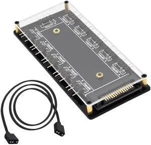 5V 3PIN ARGB Hub 1 to 10 Way RGB LED Fan Splitter Hub Controller with SATA Power Supply Extended Motherboard ARGB Interface 5V 3PIN ARGB Hub 1 to 10 Way RGB LED Fan Splitter Hub Controller with SATA Power Supply Extended Motherboard ARGB Interface