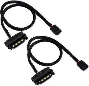 SATA Power Adapter Cable 15-Pin Male to SATA 6-Pin Slimline Sleeved Power Adapter Cable 20 Inches (2 Pack) SATA Power Adapter Cable 15-Pin Male to SATA 6-Pin Slimline Sleeved Power Adapter Cable 20 Inches (2 Pack)