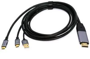 Reversed HDMI to USB-C Cable 4K, HDMI Type-A Source to Type-C Male Touch Screen Displays HDTV Cord for Laptop Monitor 2.0m/6.56ft Reversed HDMI to USB-C Cable 4K, HDMI Type-A Source to Type-C Male Touch Screen Displays HDTV Cord for Laptop Monitor 2.0m/6.56ft