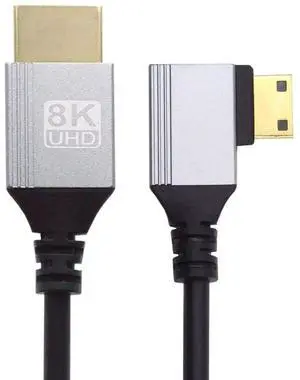 Ultra Thin HDTV Cable 90 Degree Right Angled Mini HDMI 2.1 Type-A to Type-C 8K 4K Hyper Super Flexible Slim Cord for Camera HDTV 0.5m/1.5ft Ultra Thin HDTV Cable 90 Degree Right Angled Mini HDMI 2.1 Type-A to Type-C 8K 4K Hyper Super Flexible Slim Cord for Camera HDTV 0.5m/1.5ft