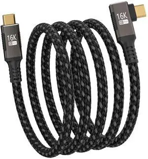 USBC right angle Cable 6.6FT Compatible With Thunderbolt 5/4,90 degree Type C 240W Fast Charging,USB C 16K@60Hz/8K@120Hz HD Video Output for Display,USB 5/4 Cable 80Gbps Data Transfer for SSD/Dock. USBC right angle Cable 6.6FT Compatible With Thunderbolt 5/4,90 degree Type C 240W Fast Charging,USB C 16K@60Hz/8K@120Hz HD Video Output for Display,USB 5/4 Cable 80Gbps Data Transfer for SSD/Dock.