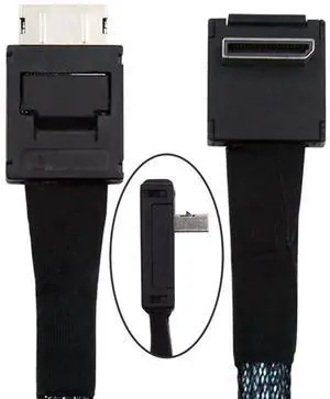 Down Angled 90 Degree Connector Dual Shield OcuLink PCIe 4.0 PCI-Express SFF-8611 4i Male to SFF-8611 Male Data Active Cable for External eGPU SSD, 80cm Down Angled 90 Degree Connector Dual Shield OcuLink PCIe 4.0 PCI-Express SFF-8611 4i Male to SFF-8611 Male Data Active Cable for External eGPU SSD, 80cm