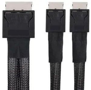 OCuLink PCIe PCI-Express SFF-8611 8X 8-Lane to Dual SFF-8611 Oculink 4X SSD Data Active Cable 50cm OCuLink PCIe PCI-Express SFF-8611 8X 8-Lane to Dual SFF-8611 Oculink 4X SSD Data Active Cable 50cm