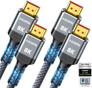 8K HDMI 2.1 Cable 2-Pack 6.6FT, Certified 48Gbps Ultra High Speed Slim HDMI Cord,Support 4K@120Hz 8K@60Hz, HDCP 2.2&2.3, Dynamic HDR,eARC,DTS:X, Compatible with Roku TV/HDTV/PS5/Blu-ray 8K HDMI 2.1 Cable 2-Pack 6.6FT, Certified 48Gbps Ultra High Speed Slim HDMI Cord,Support 4K@120Hz 8K@60Hz, HDCP 2.2&2.3, Dynamic HDR,eARC,DTS:X, Compatible with Roku TV/HDTV/PS5/Blu-ray