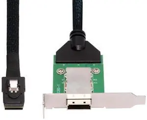 Mini SAS Internal SFF-8087 36Pin Male to External SFF-8088 Female Extension Cable 50cm PCBA with Low Profile Bracket Mini SAS Internal SFF-8087 36Pin Male to External SFF-8088 Female Extension Cable 50cm PCBA with Low Profile Bracket